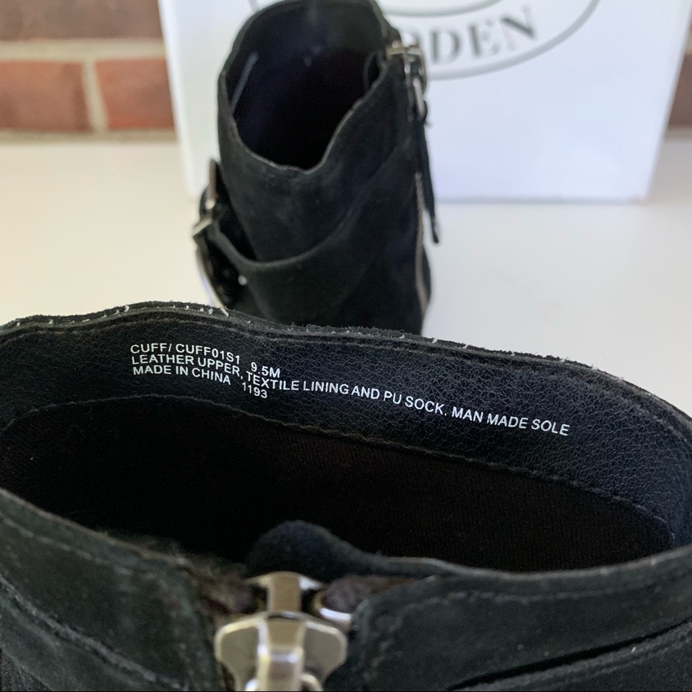 Steve Madden Cuff Black Suede Western Ankle Boots Buckle US 9.5 M - Picture 7 of 8